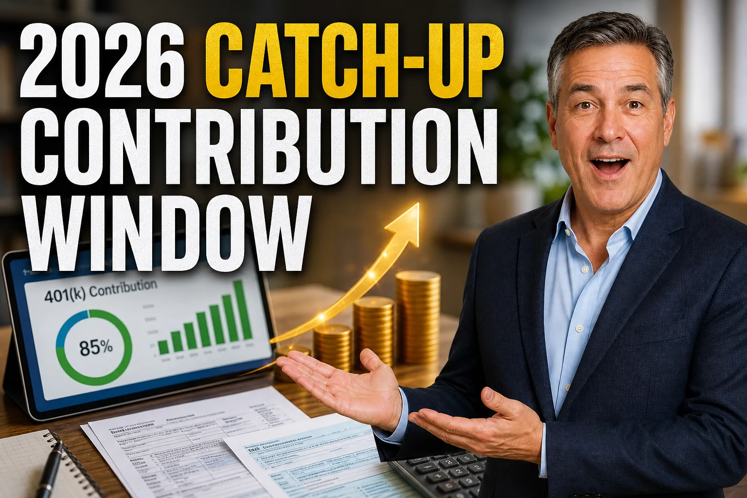 Daniel presenting the 2026 retirement catch-up contribution window for workers age 50 and older