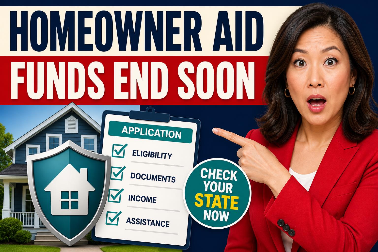 Urgent guide Maya pointing to a Homeowner Assistance Fund application before funds end