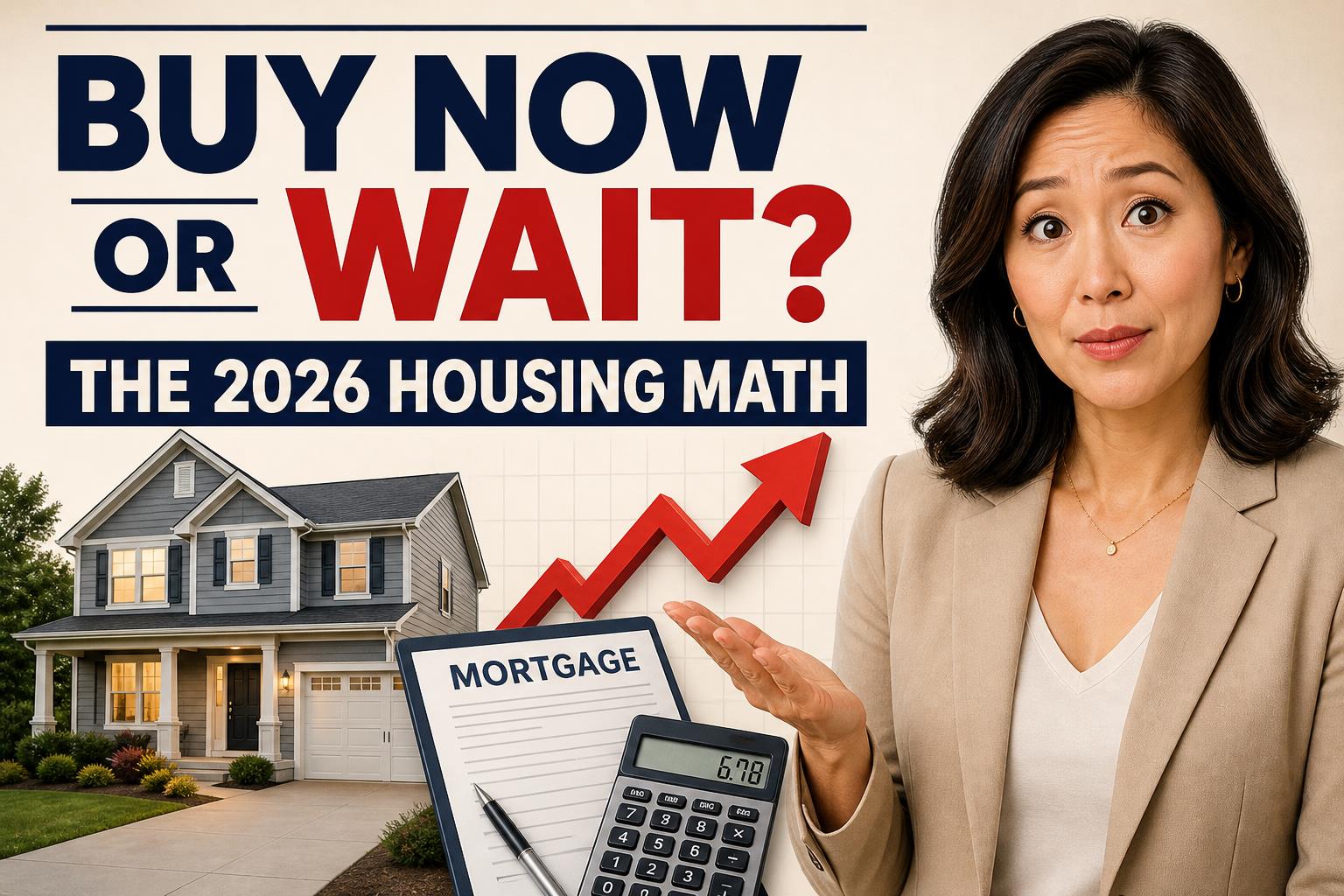 Housing analyst Maya presenting the 2026 decision to buy a home now or wait amid high mortgage rates