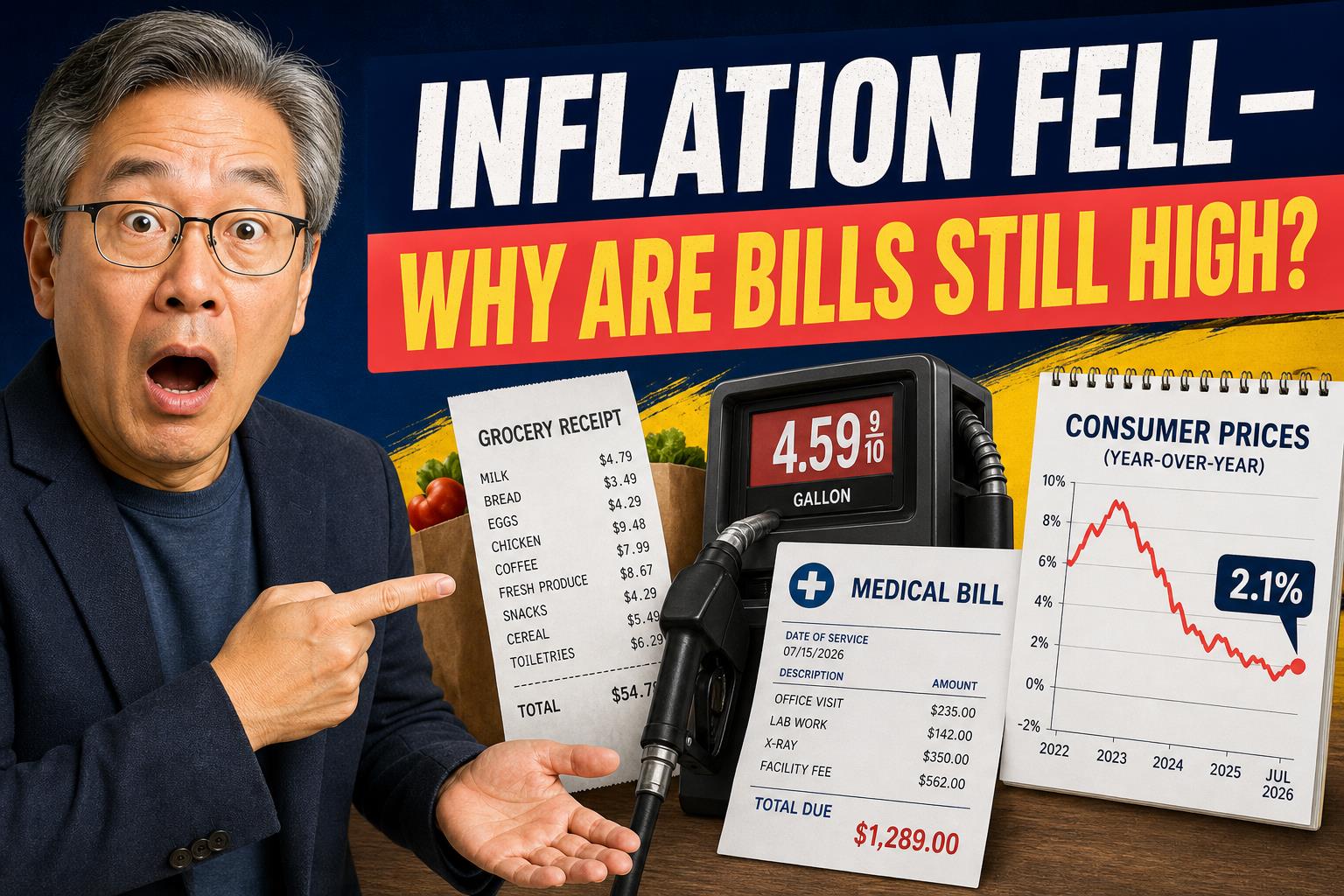 Consumer guide Daniel reacting to high grocery, gasoline and medical bills despite slower inflation