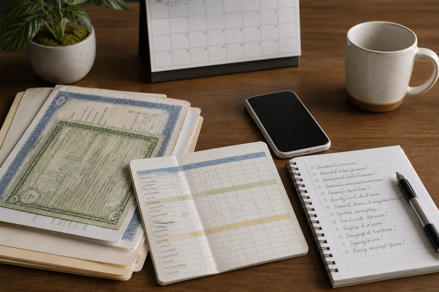 Parent verification checklist with dated official documents, medical record, and questions for a clinician