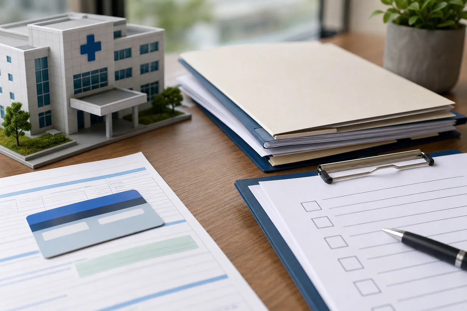 Hospital financial assistance application, policy folder, and checklist