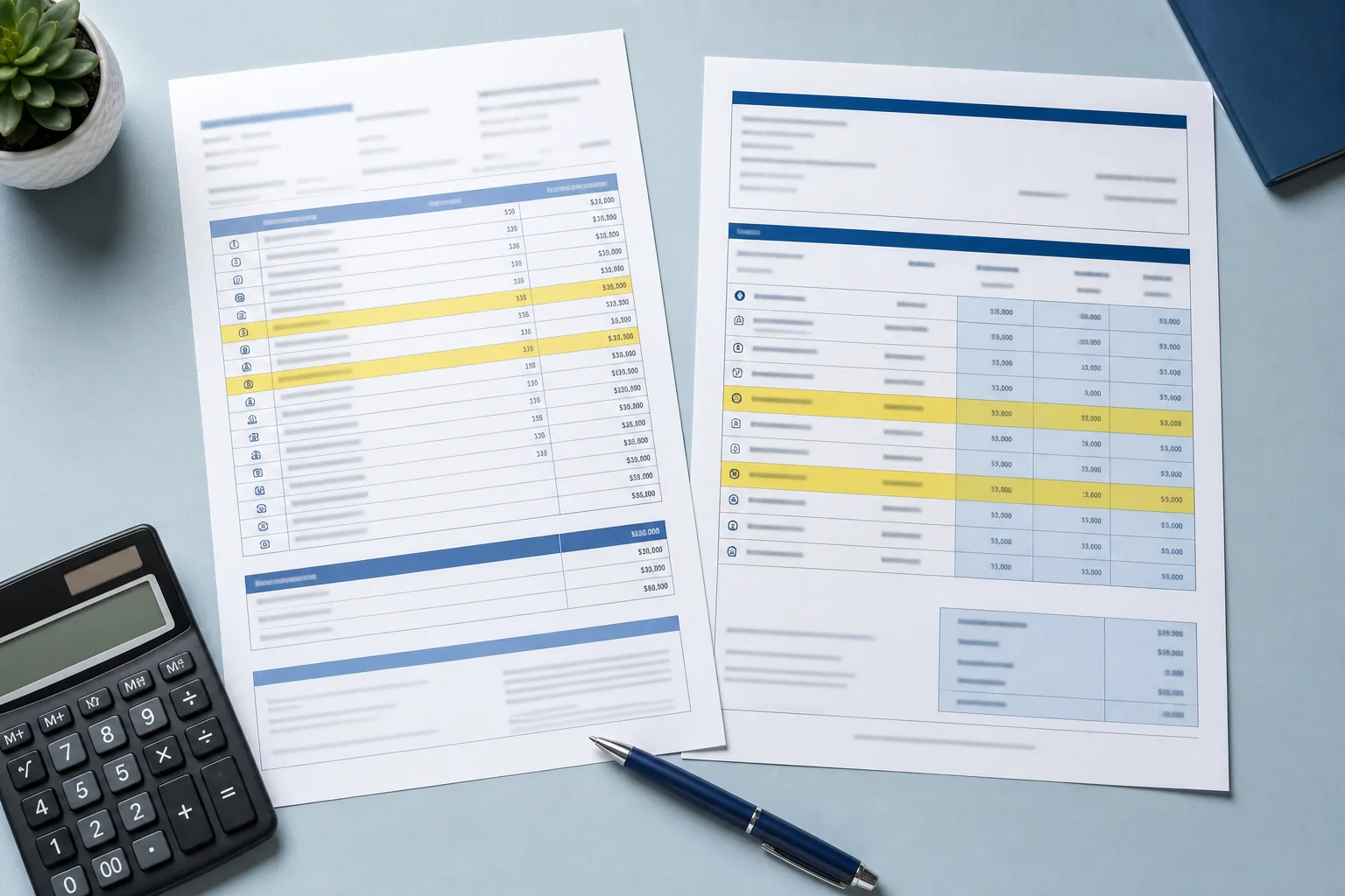 Medical bill, insurance explanation of benefits, and dispute paperwork arranged for comparison