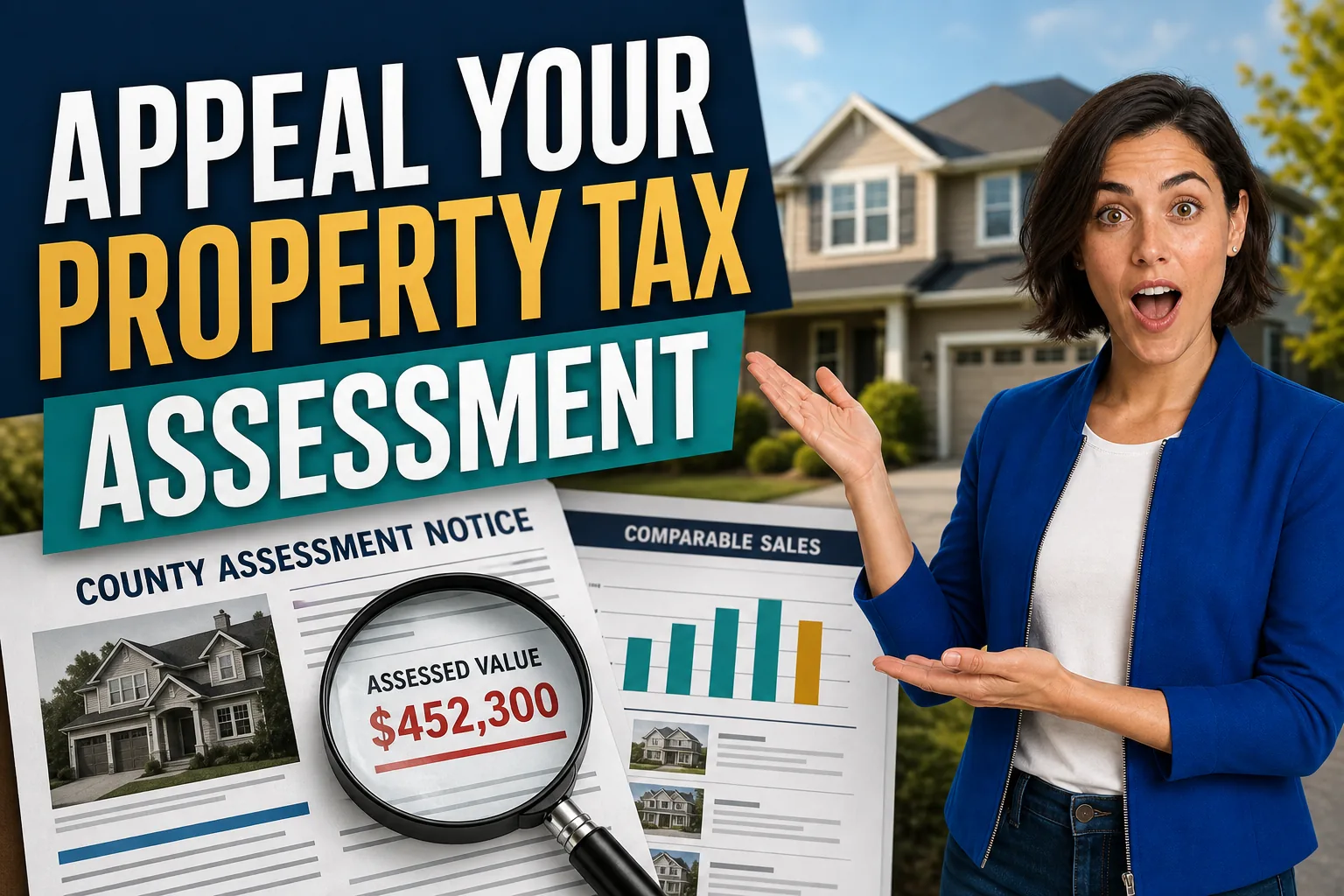 Maya presents a guide to appealing an overvalued property-tax assessment with a county notice and comparable sales
