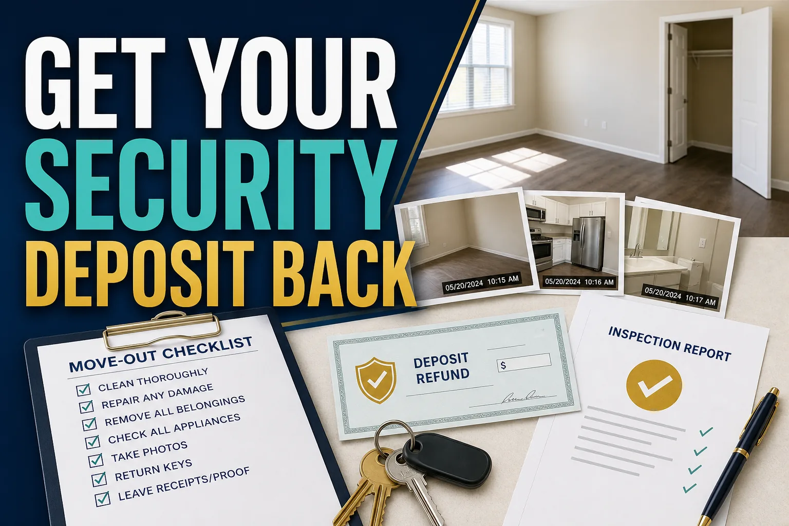 Guide to getting a rental security deposit back with move-out photographs keys and inspection records