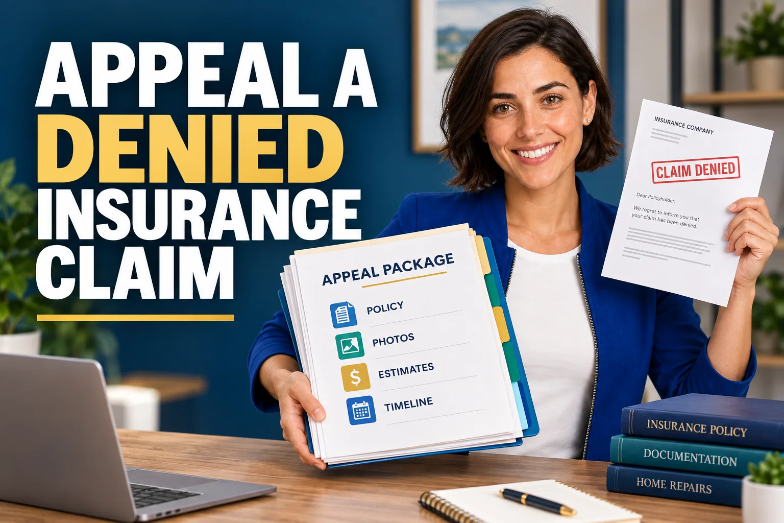 Maya presents an organized appeal packet for a denied insurance claim